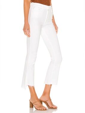 Mother Insider Crop Step Fray White jeans